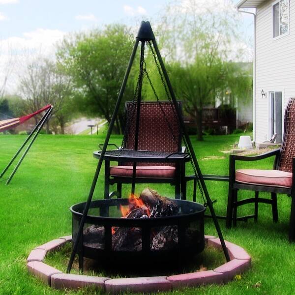 Shop Sunnydaze Firepit Tripod Stand With Solid Steel Legs 55 Inch
