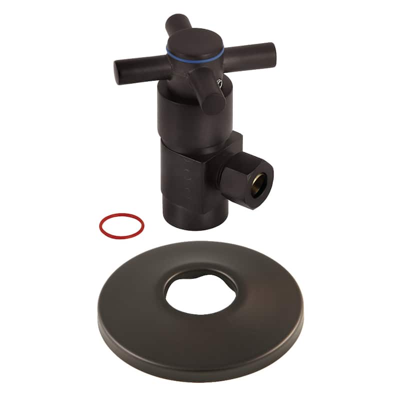 Kingston Brass 1/2"IPS x 3/8"O.D. Anti-Seize Deluxe Quarter-Turn Ceramic Hardisc Cartridge Angle Stop with Flange