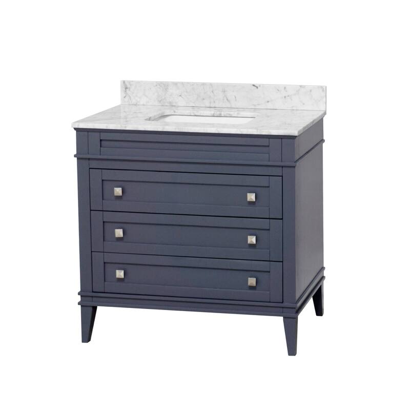 KitchenBathCollection Eleanor 36" Bathroom Vanity with Carrara Marble Top