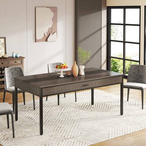 Dining Table with Big Drawer for 6 People, 63-Inch Dining Room Table