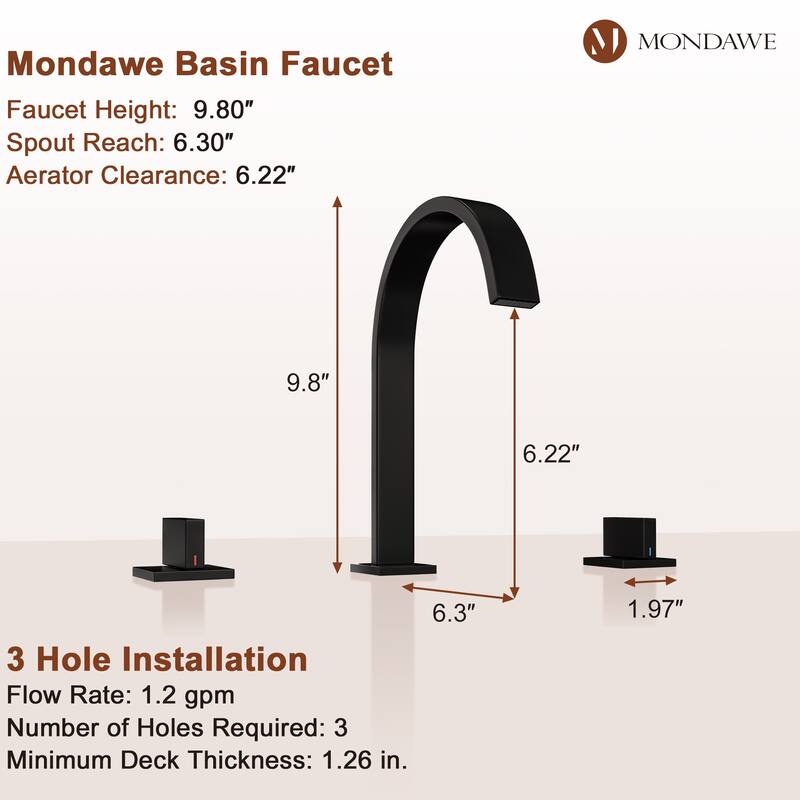 8 Inch Widespread Brushed Gold Waterfall Basin Faucet Deck Mounted