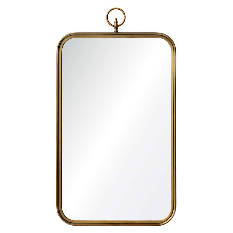 39.5" Gold Brass Finish Metal Framed Rectangular Wall Mirror