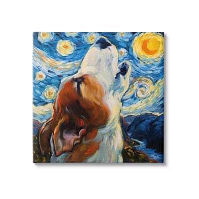 Stupell Howling Dog Classic Painting Canvas Wall Art Design by CR Townsend