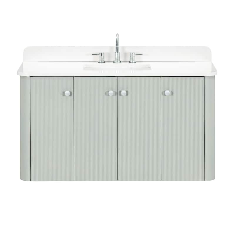 Haley Bathroom Vanity in Soft Sage with White Engineered Stone Top