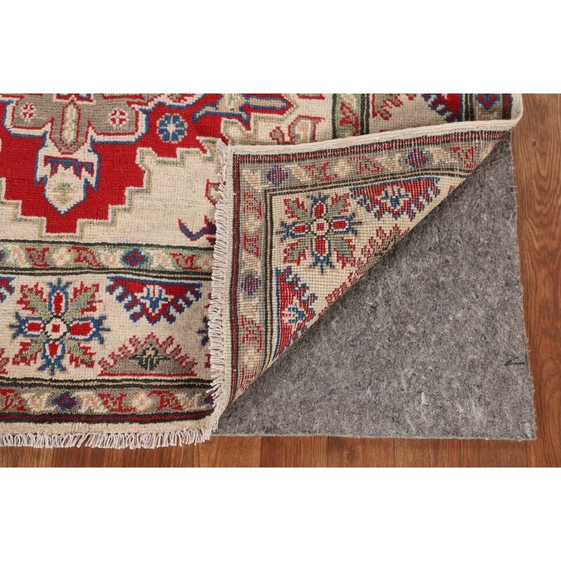 Geometric Kazak Oriental Accent Rug Hand-Knotted Wool Carpet - 3'11" x 5'11"