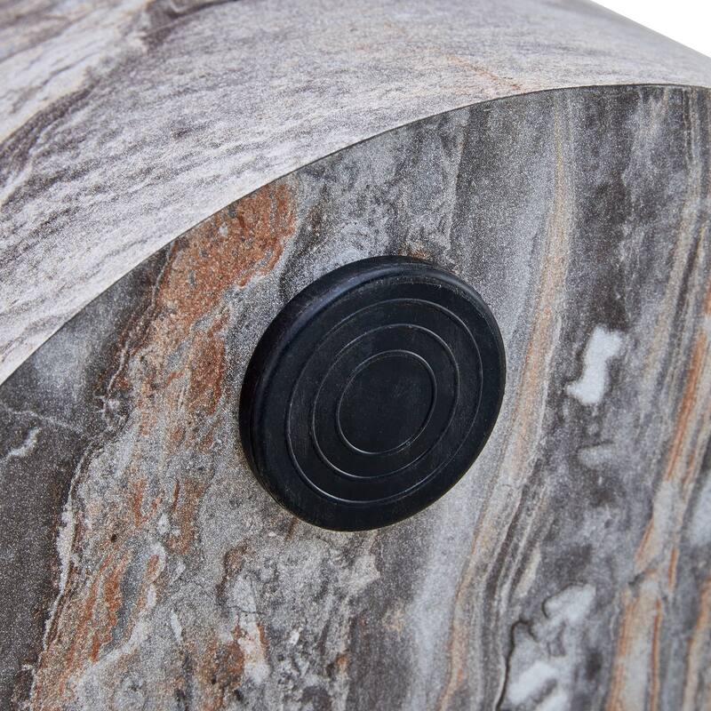 Roomfitters Cylindrical MDF Coffee Table with Gray Marble Finish, 12"x19.7" Industrial Style Accent Table, Gray