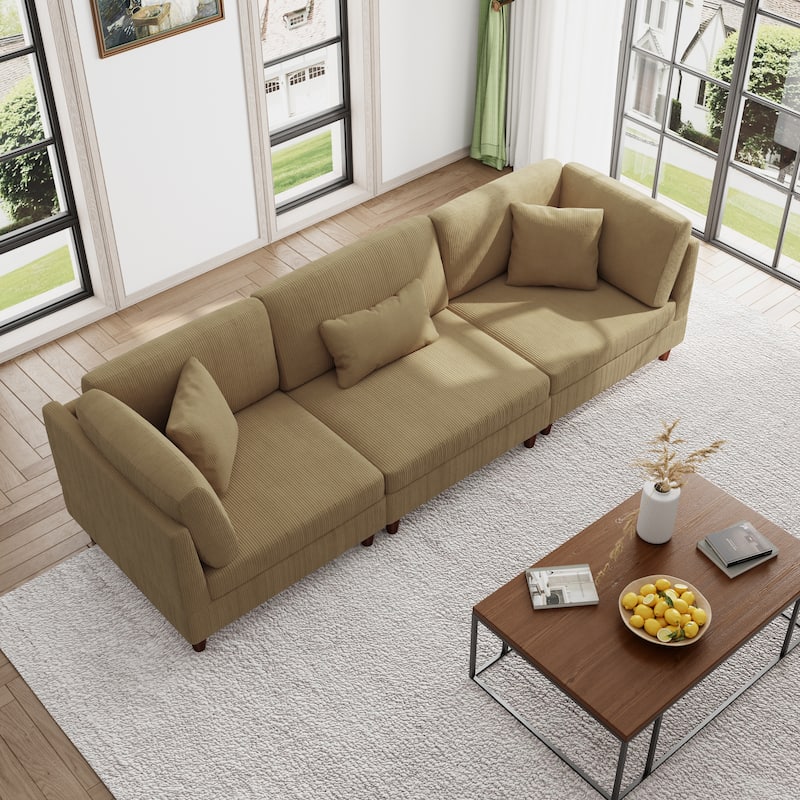 Modern Oversized Modular Corduroy Sectional Sofa Set