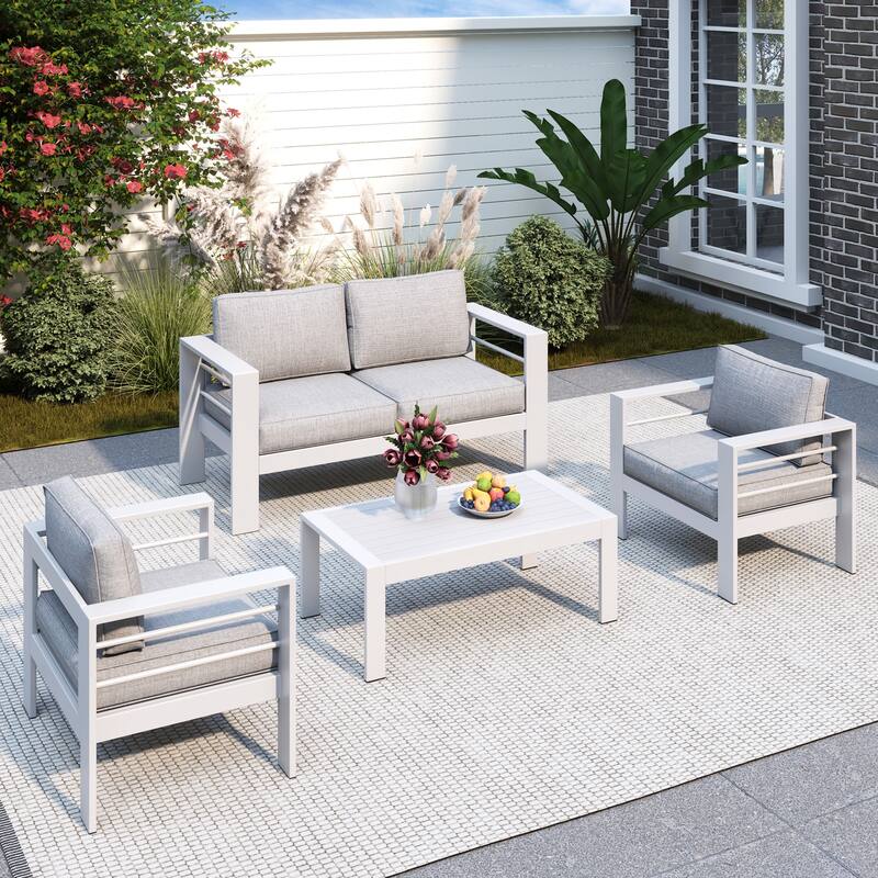 Royalcraft 4 Piece Aluminum Outdoor Patio Furniture Set