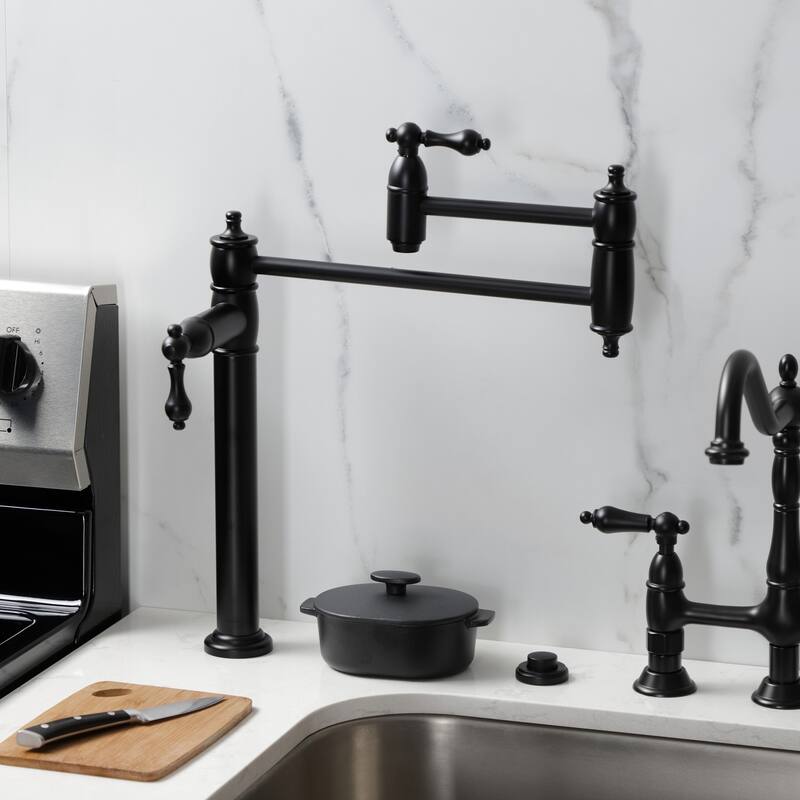 Kingston Brass Restoration Two-Handle 1-Hole Deck Mount Pot Filler Faucet
