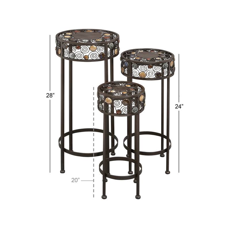 Black Iron Traditional Plantstand (Set of 3)