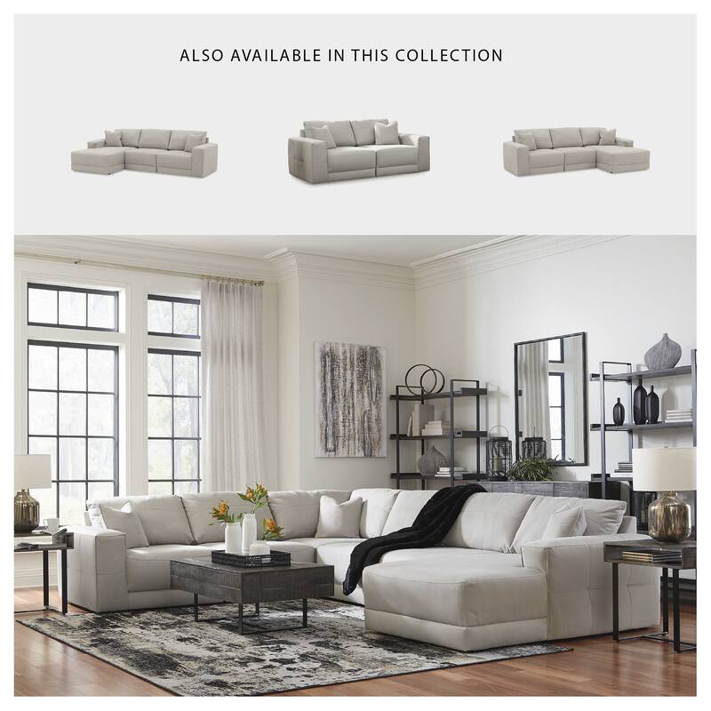 Signature Design by Ashley Next-Gen Gaucho Light Gray 3-Piece Sectional Sofa with Chaise - 113" W x 68" D x 36" H
