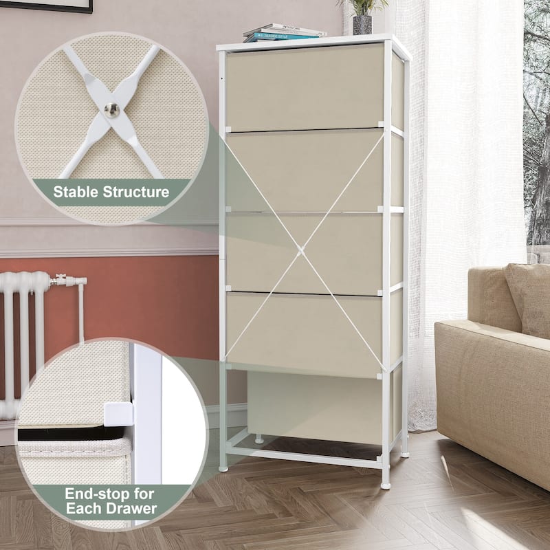 Crestlive Products Household 5-Drawer Vertical Dresser Storage Chest