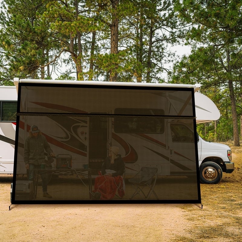 RV Awning Shade Screen with Zipper 12' x 8',14' x 8',15'x8'