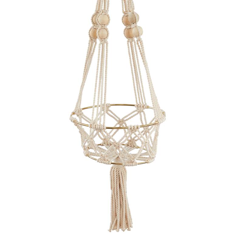 Intricately Handmade Fabric Hanging Macrame Wall Planter - Brown or White