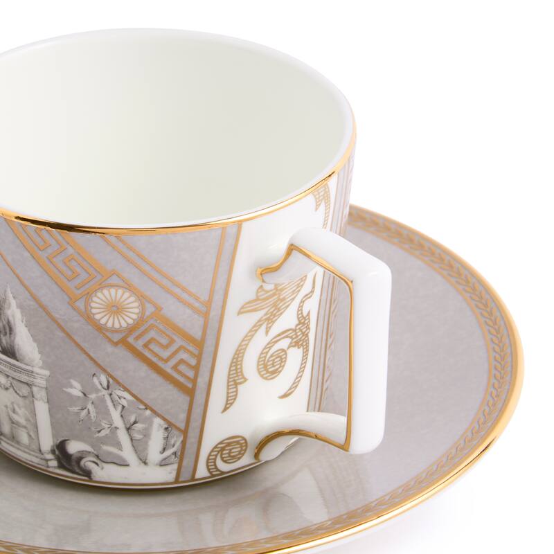 Wedgwood Renaissance Grey Teacup Saucer 8.45oz Set of 2 - 8.45 oz