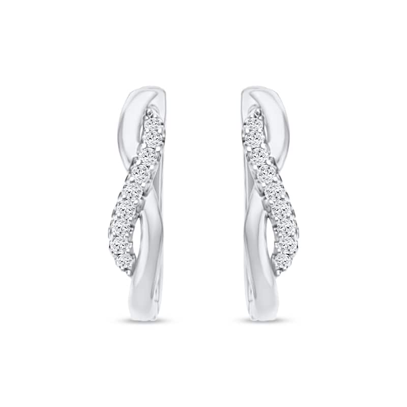 1/10ct TDW Diamond Hoop Earrings in Silver for Women