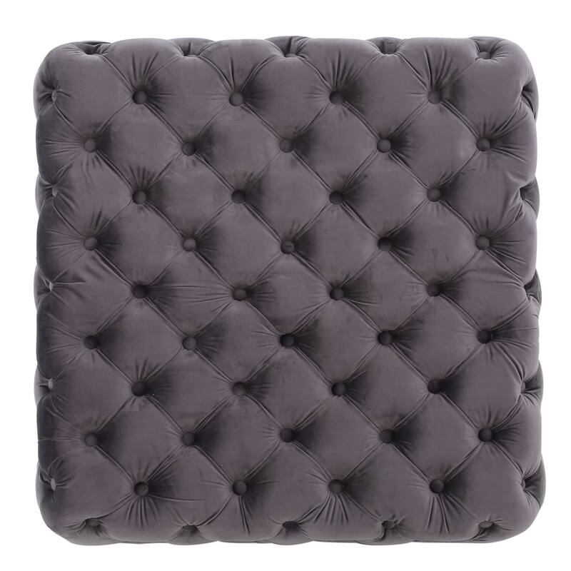 Jaymee Modern Glam Button Tufted Velvet Ottoman by Christopher Knight Home