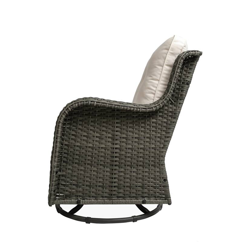 Outdoor Rattan Wicker Swivel Rocking Chair With Cushions