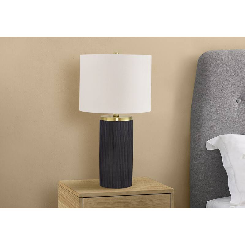 Lighting, 24"h, Table Lamp, Black Concrete, Ivory / Cream Shade, Modern