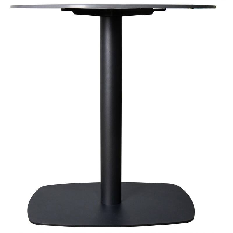 Vail Round Dining Table 27 in. Sintered Stone Tabletop in Black Stainless Steel Square Pedestal Base for Kitchen and Dining Room