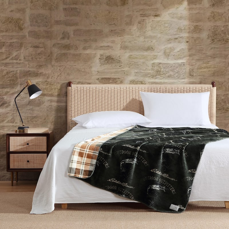 Eddie Bauer Printed Reversible Ultra Soft Plush Throw Blanket