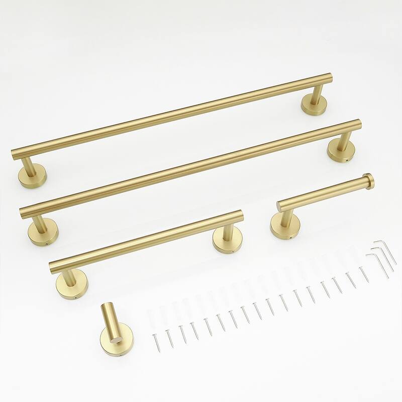 5 Piece Matte Black and Nickel Gold Bathroom Hardware Set