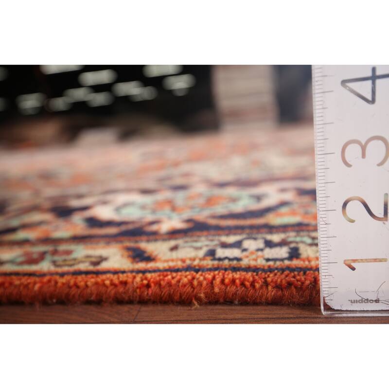 Orange Geometric Heriz Serapi Indian Area Rug Hand-Knotted Wool Carpet - 8'0"x 10'1"