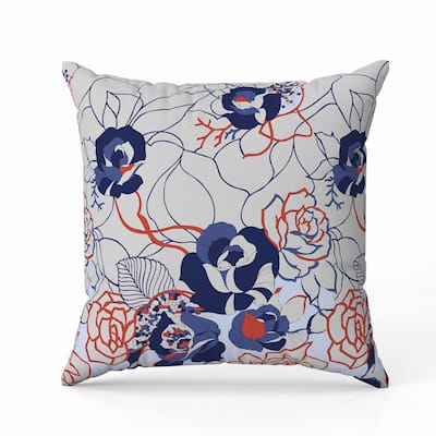 Regal Rose Retreat Indoor/Outdoor Reversible Throw Pillow Silver and Blue