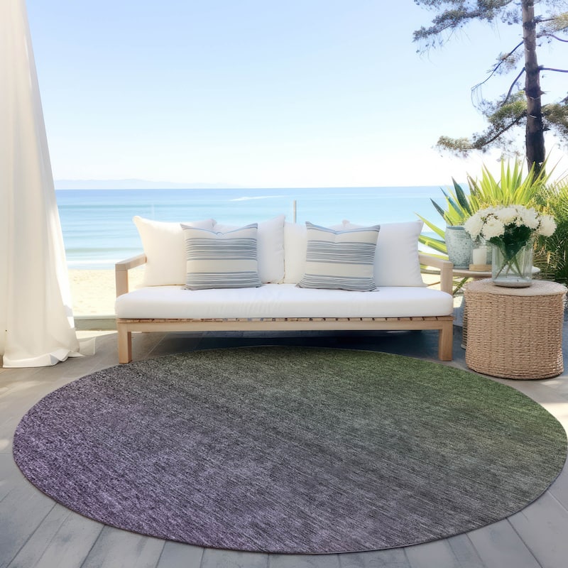 Machine Washable Indoor/ Outdoor Chantille Solid Ombre Rug - Purple - 8' x 8'