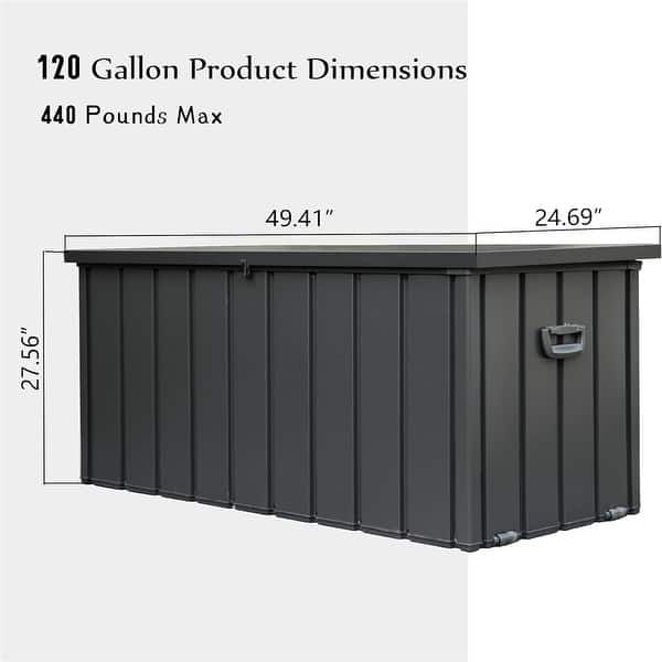 dimension image slide 4 of 5, Outdoor Storage Deck Box Waterproof, Large Patio Storage Bin (Dark Gray)