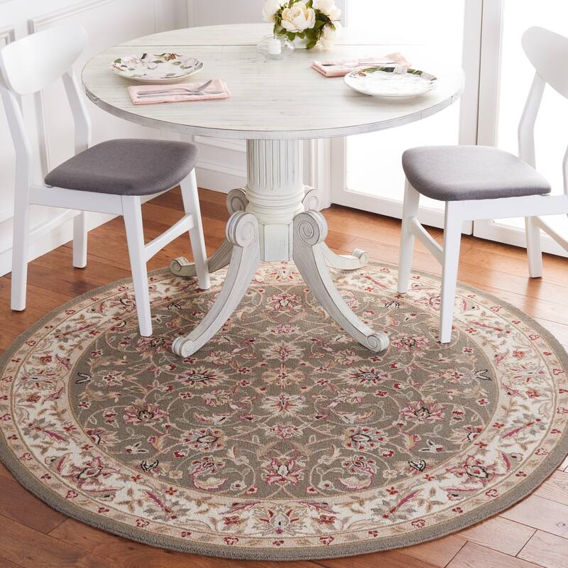 SAFAVIEH Handmade Chelsea Kolja French Country Wool Rug - 3' Round - Taupe/Ivory