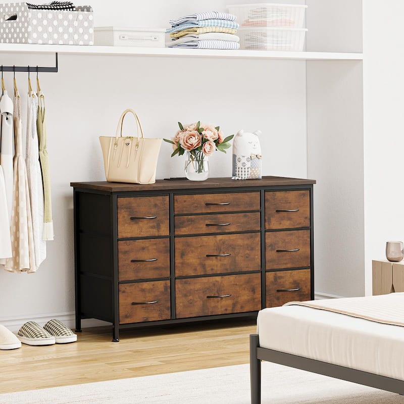 Bedroom Dresser with 10 Large Drawers for 55'' Long TV Stand - 55 inches