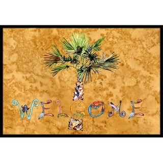 Carolines Treasures 8709JMAT Welcome Palm Tree On Gold Indoor & Outdoor Mat 24 x 36 in.