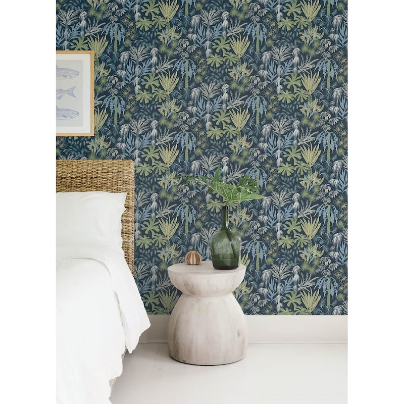 A-Street Prints Everglades Teal Botanical Wallpaper