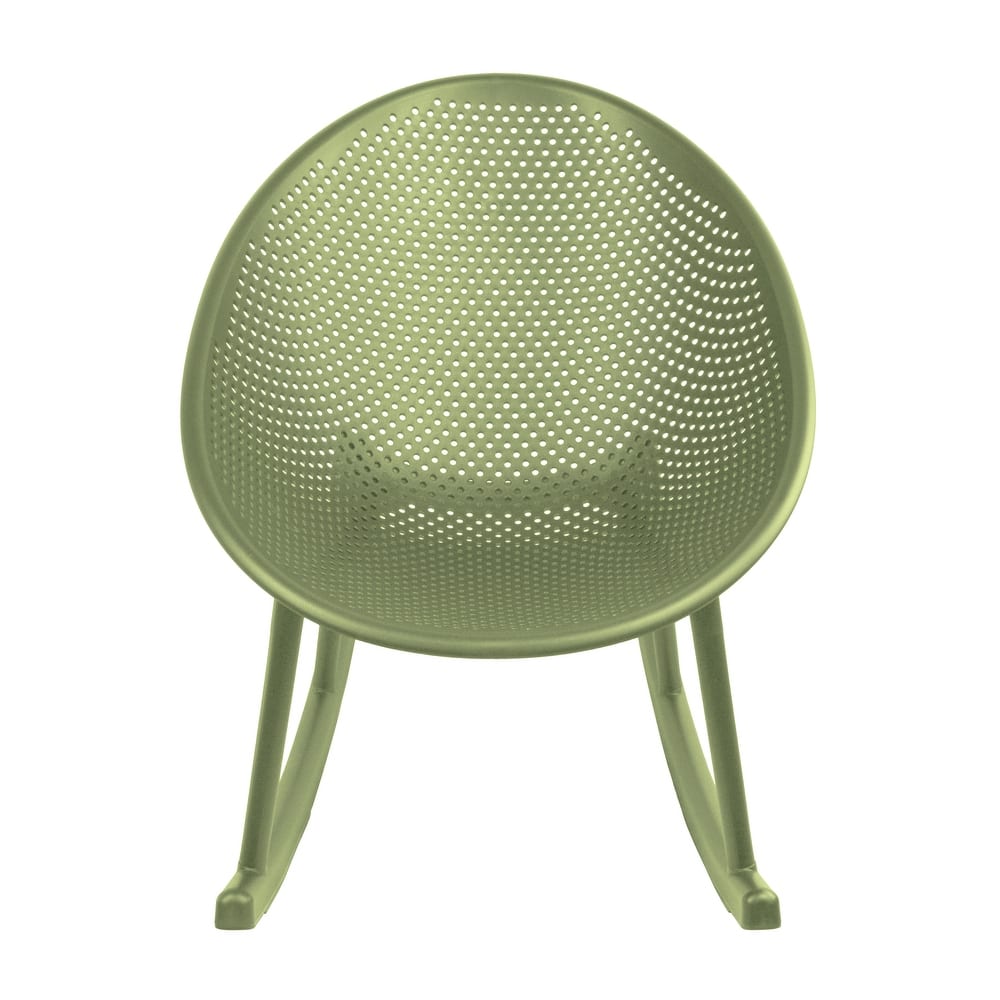 Contemporary Modern Plastic Rocking Lounge Chair Plastic Legs with Breathable Perforated Egg Shaped Seat for Indoor/Outdoor Use