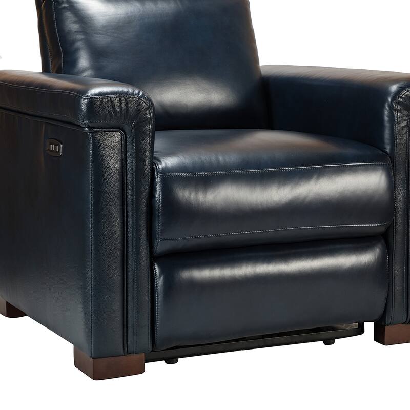 Alicia 34.65" Wide Contemporary Classic Genuine Leather Power Recliner With USB Port (Set of 2)