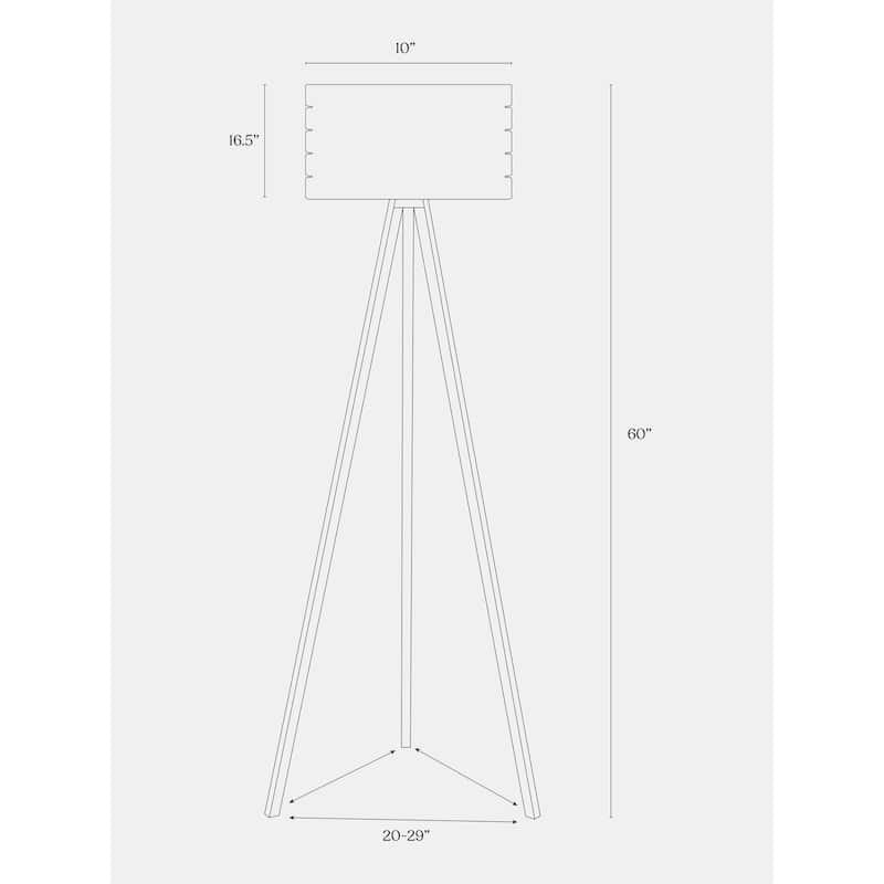 Brightech Bijou 60 in. Natural Wood Farmhouse LED Super Bright Floor Lamp with White Plastic Drum Shade