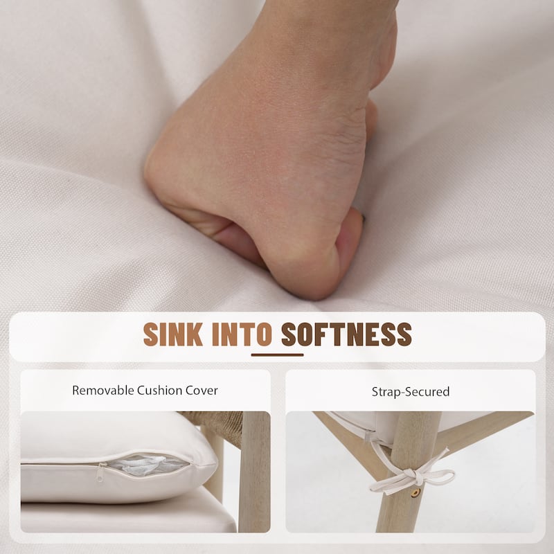 7-Piece Outdoor Dining Set Acacia Wood Rope-Woven Arm Chairs and Dining Table with X-Shaped Legs