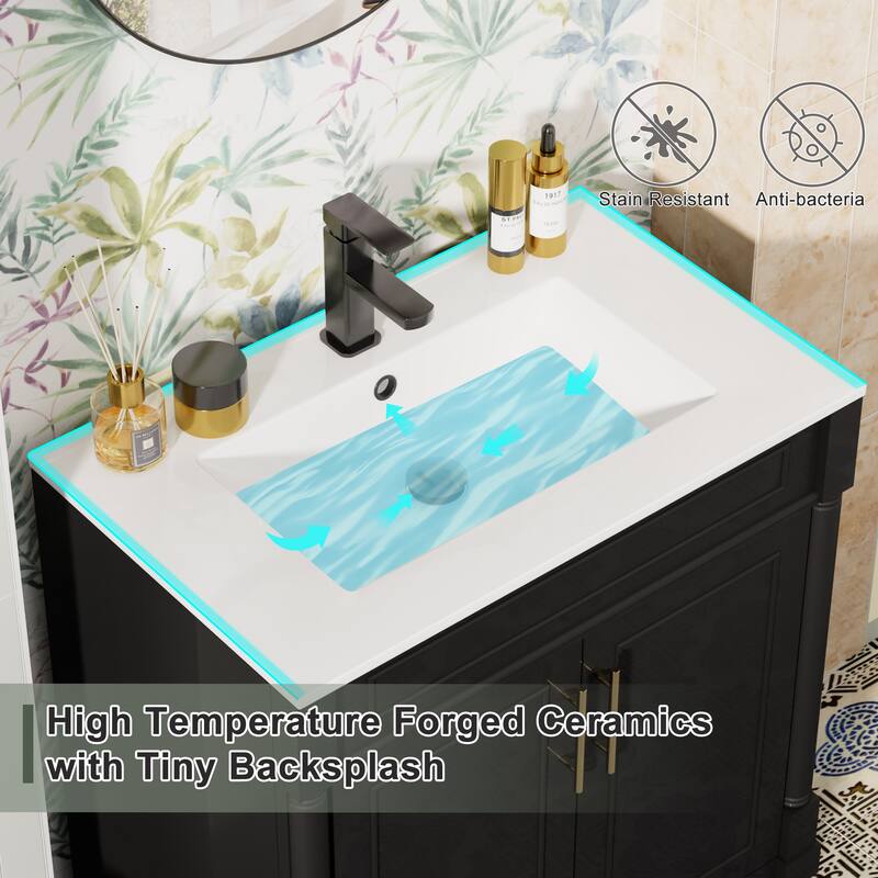24"/30"/36" Retro Bathroom Vanity W/ Drop in Sink Combo Cabinet Set