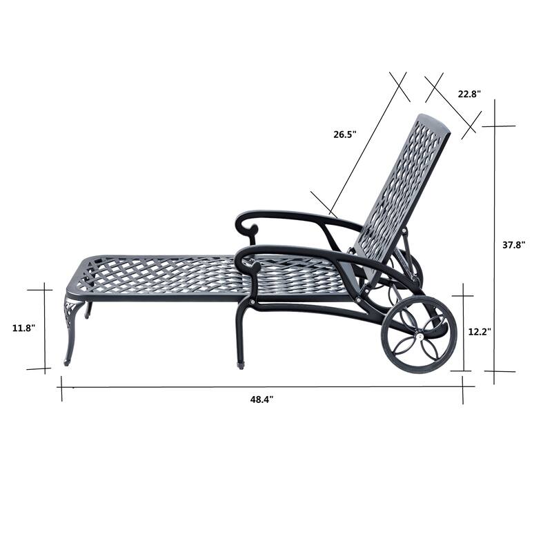 Cast Aluminum Outdoor Garden Bench with LED Lights - 53" - Black
