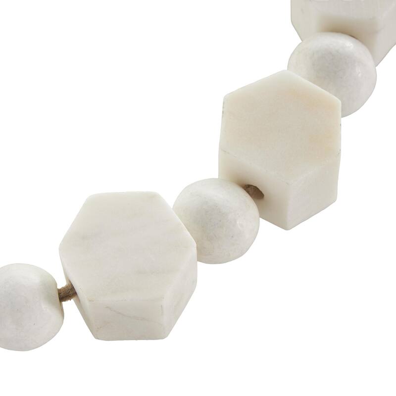 Marble Handmade Hexagon Garland with Tassel with Knotted Brown Jute - White - Roche River Decor