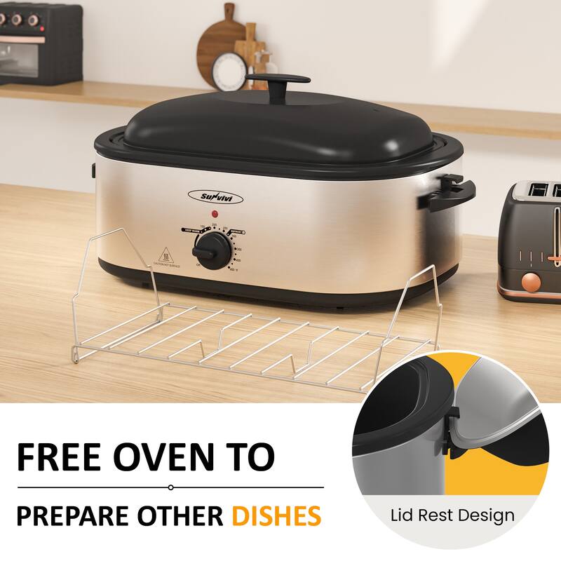 Roaster Oven, Electric Roaster with 3 Compartments
