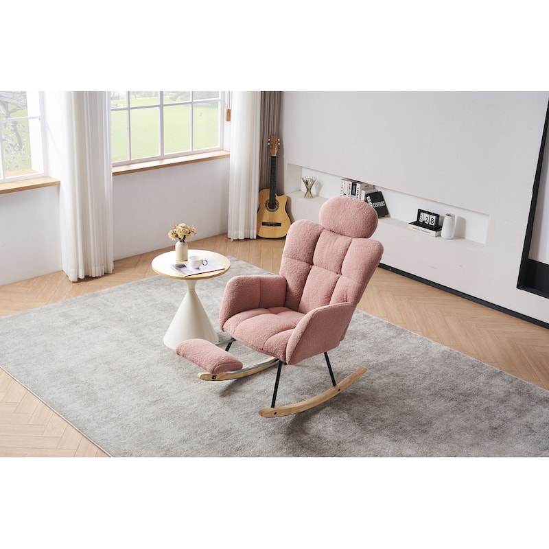 Teddy Fabric Upholstered Rocking Chair Accent Armchair Chair