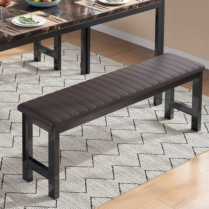 3-Piece Dining Table Set, Kitchen Table & PU Benches for 4