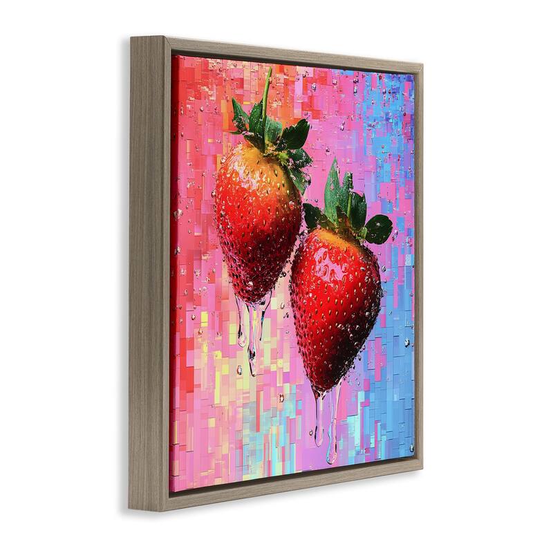 Stupell Lush Strawberries with Water Drip Framed Floater Canvas Wall Art Design By LSR Creative Studio