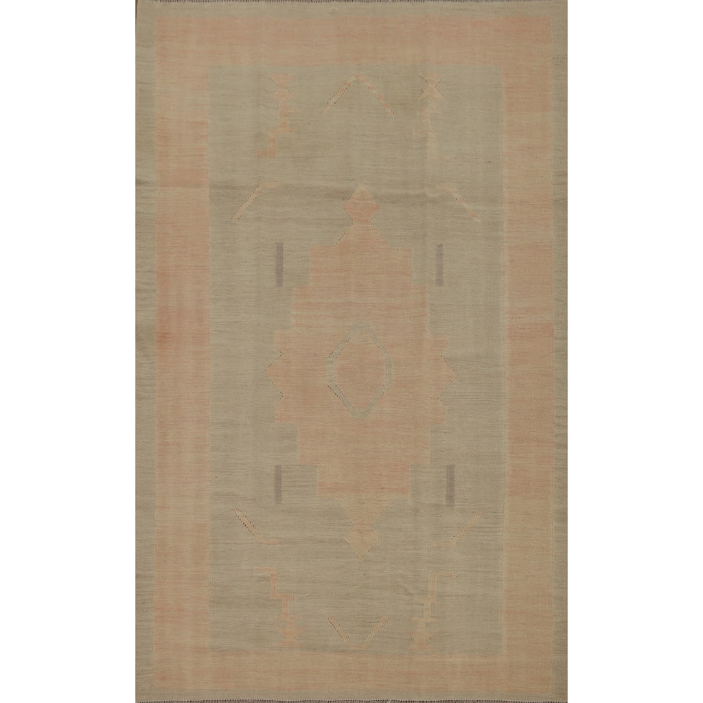 Hand Woven Oriental 100% Wool Carpet Southwestern Tribal Multi-Colored Kilim Area Rug - 7' 9'' X 5' 0''