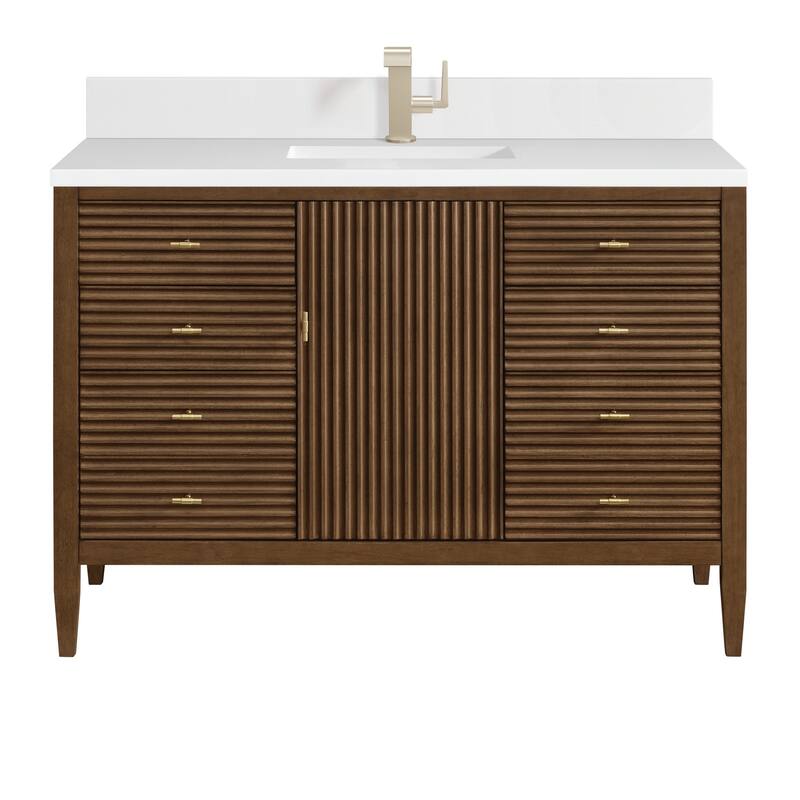 James Martin Vanities 485-V48-1WZ Myrrin 48" Single Basin Wood Vanity - Mid-Century Walnut - Walnut Finish