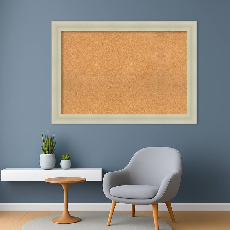 Oliver Warm Silver Wood Framed Cork Board - Bulletin Board, Organization Board, Pin Board