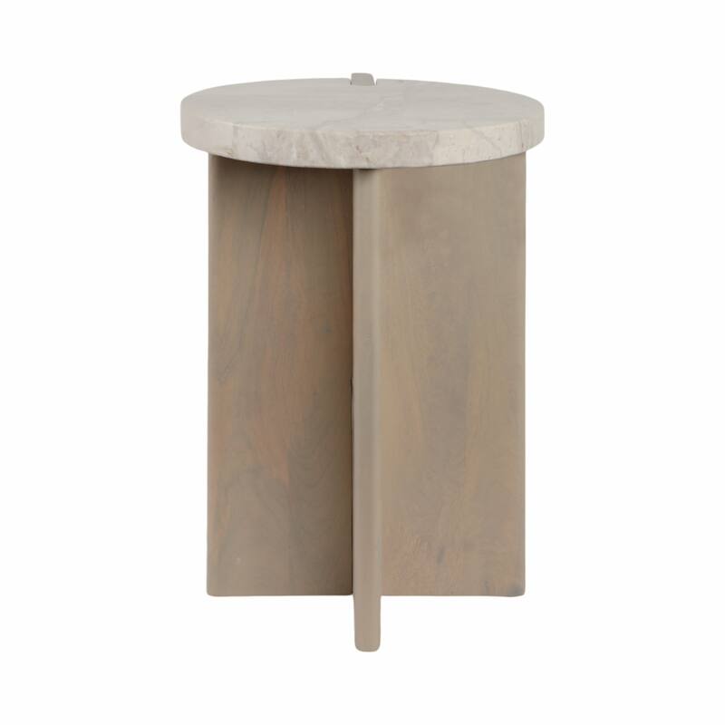 Stone Wood Accent Table Decorative Contemporary Silhouette Style