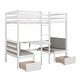 preview thumbnail 13 of 18, White Twin Solid Wood Loft Bed with Desk, Drawers, Guardrails, and Cushions